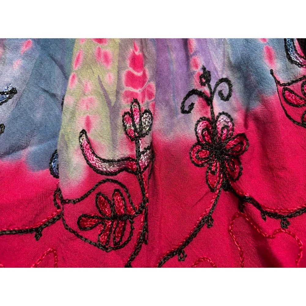 Jessica Taylor VTG Pink Embroidered Trapeze Hippie Boho Sleeveless Dress Sz Med - Picture 2 of 9